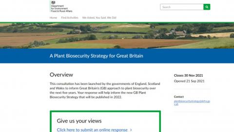 Plant health strategy consultation screen shot