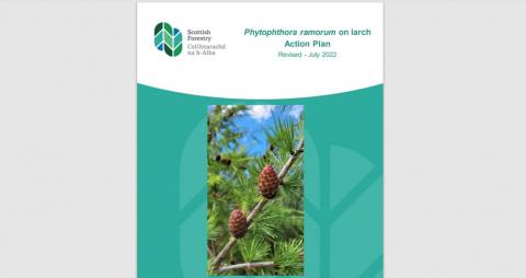 Front cover of Phytophthora ramorum on larch action plan document