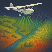 AI image of light aircraft collecting LiDAR data